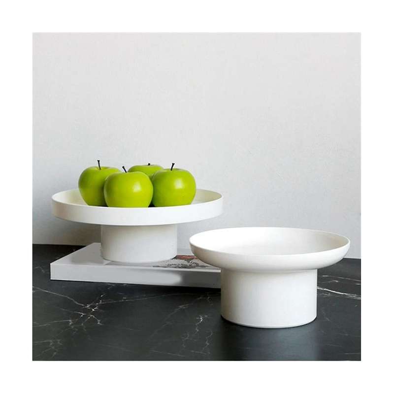2pcs Round Black White Decorative Tray Storage Box Abs Tray Fruit Cosmetic Tray Home Simple Storage