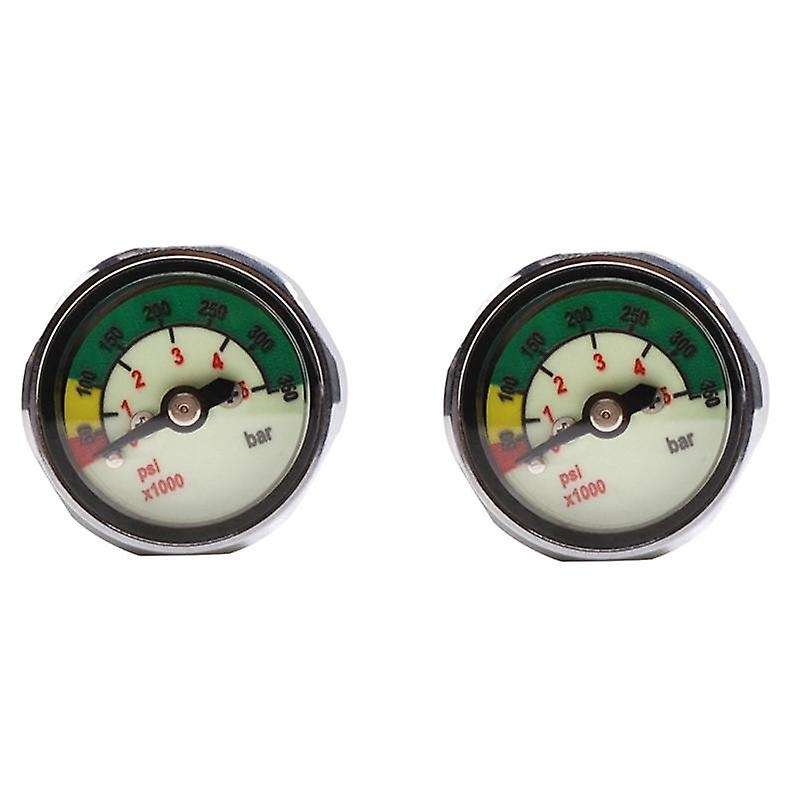 2pcs Scuba Diving Pressure Gauge 1 Inch Face 350 Bar/5000 7/16inch-20unf Threads
