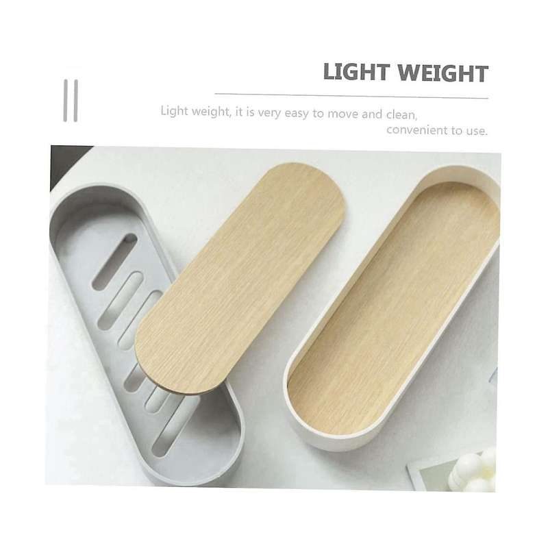 2pcs Rustic Perfume Countertop Trinket Sink Square Toiletries Plate Vanity Display Cosmetic Wood De