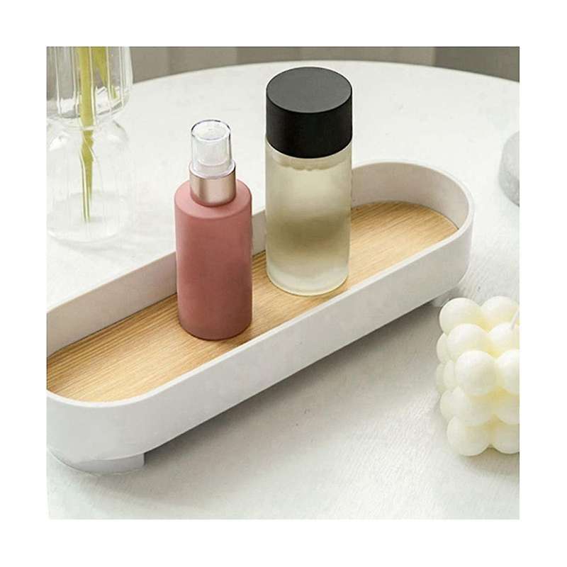 2pcs Rustic Perfume Countertop Trinket Sink Square Toiletries Plate Vanity Display Cosmetic Wood De