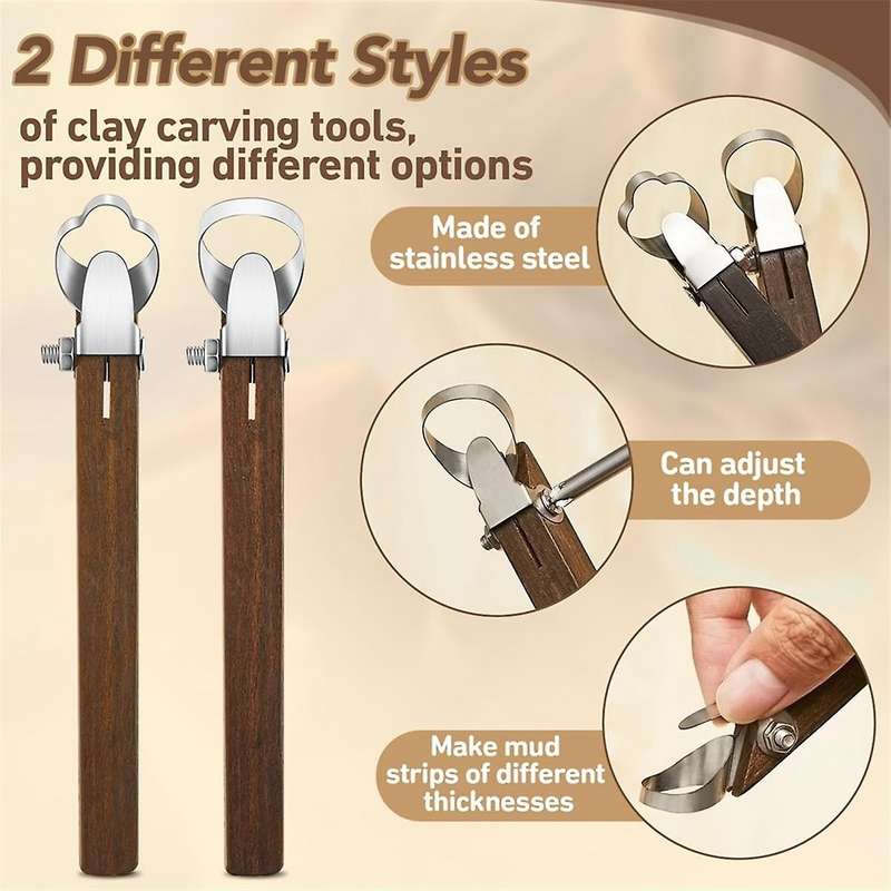2Pcs Sculpture Scraper Pottery Carving Tool Pottery Cup Tool Clay Extruder Tool Teacup Mug Handle Cl