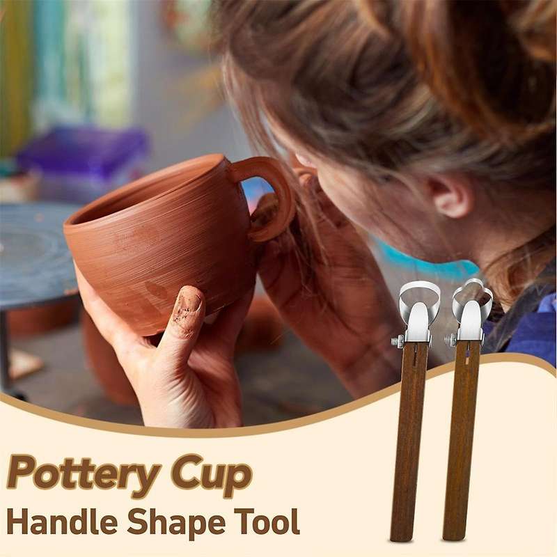 2Pcs Sculpture Scraper Pottery Carving Tool Pottery Cup Tool Clay Extruder Tool Teacup Mug Handle Cl