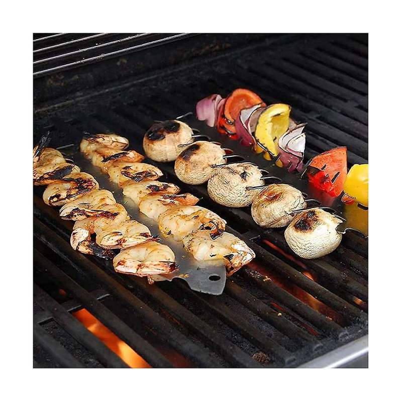 2pcs Shrimp Skewers Stainless Steel Bbq Tools Accessory
