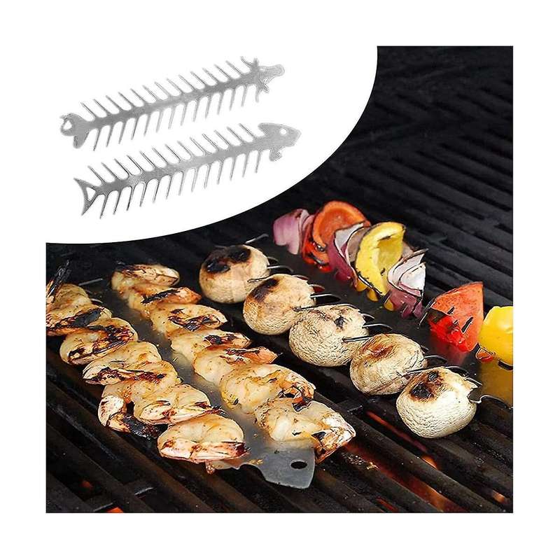 2pcs Shrimp Skewers Stainless Steel Bbq Tools Accessory