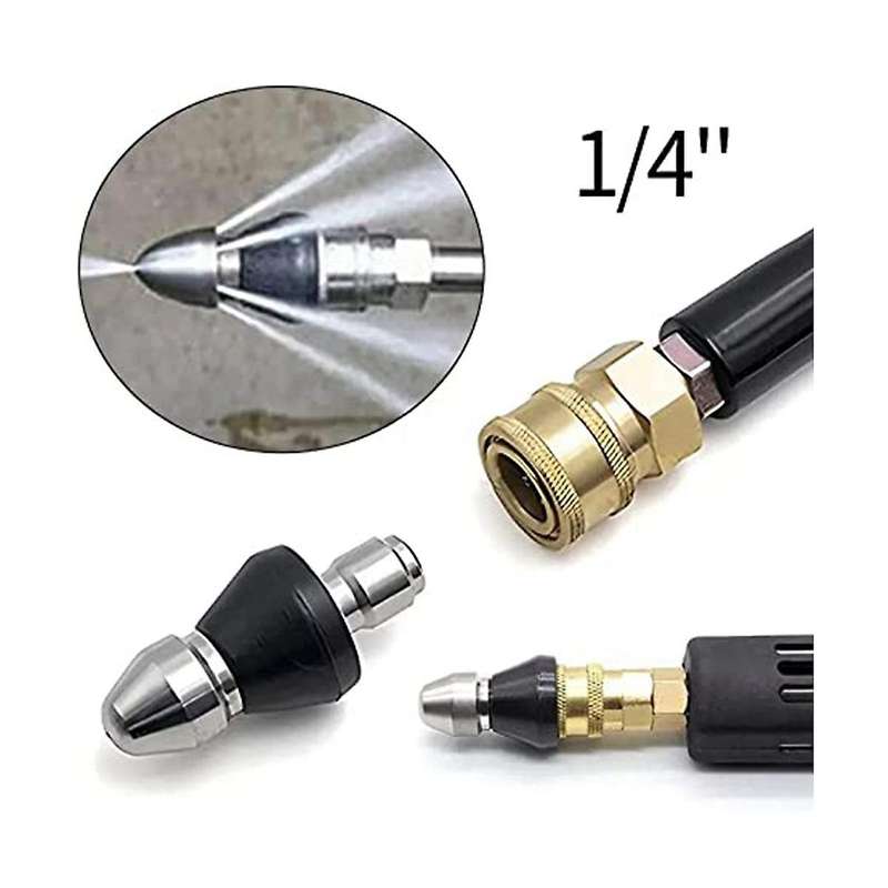 2PCS Sewer Cleaning Tool High-Pressure Nozzle, Stainless Sewer Jetter Nozzle, Sewer Jetter Kit for P