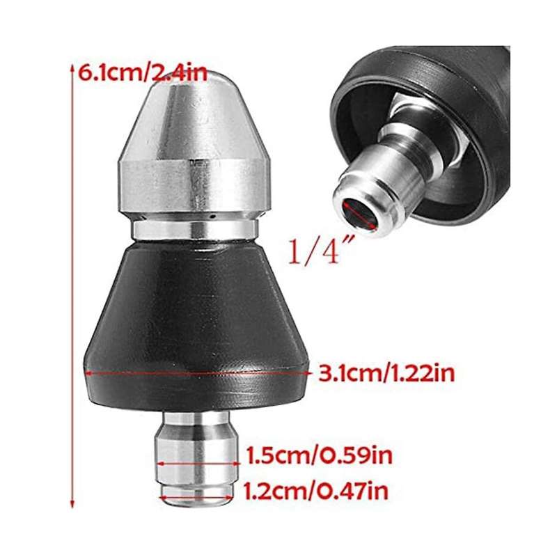 2PCS Sewer Cleaning Tool High-Pressure Nozzle, Stainless Sewer Jetter Nozzle, Sewer Jetter Kit for P