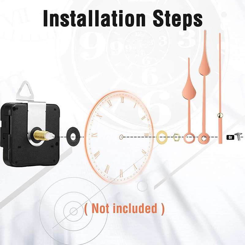 2Pcs Silence Quartz Movement Mechanism Kit with 5 Different Rose Gold of Clock Repair Parts Replacem
