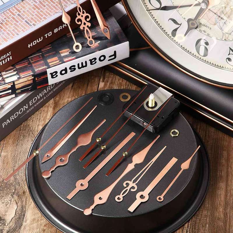 2Pcs Silence Quartz Movement Mechanism Kit with 5 Different Rose Gold of Clock Repair Parts Replacem