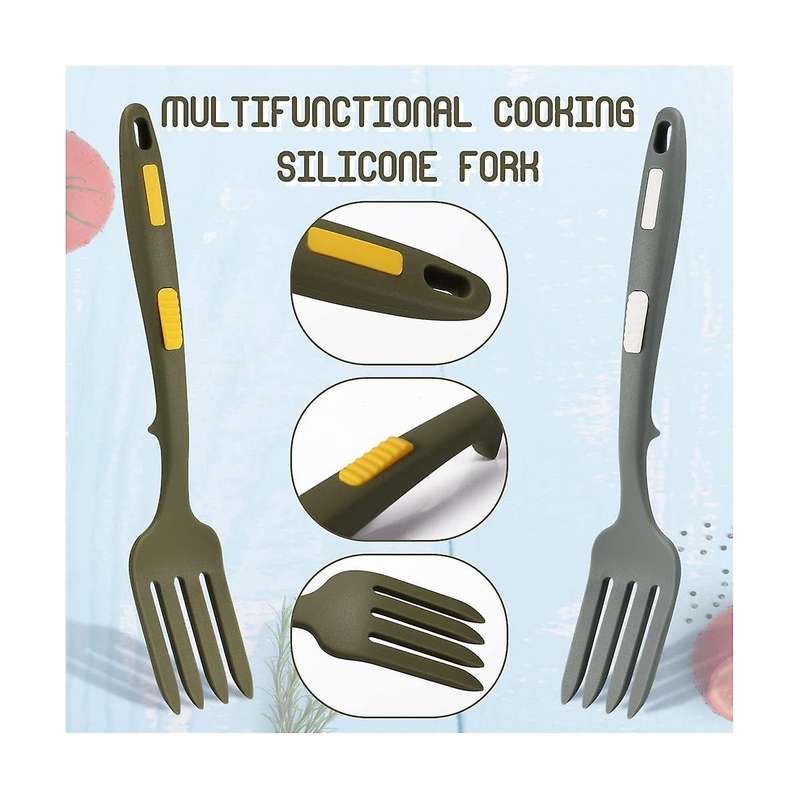 2pcs Silicone Flexible Forks, Silicone Cooking Fork Heat Resistant, Multifunctional Blending Fork F