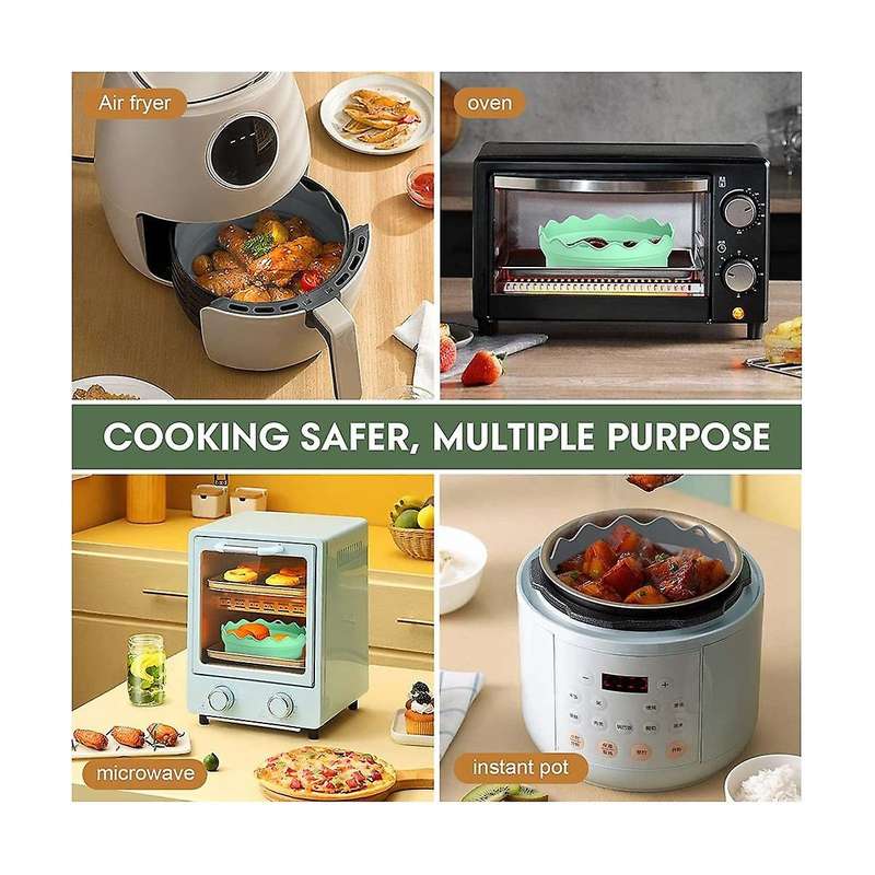 2pcs Silicone Liners Foldable Accessories Reusable Replacement Oven Insert Round Baking Tray