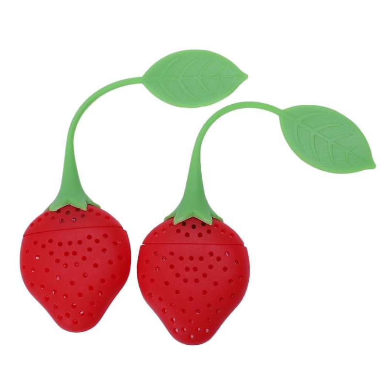 2Pcs Silicone Tea Infuser Ball Pass Filter Tea Infuser Strainer Spoon Strawberry