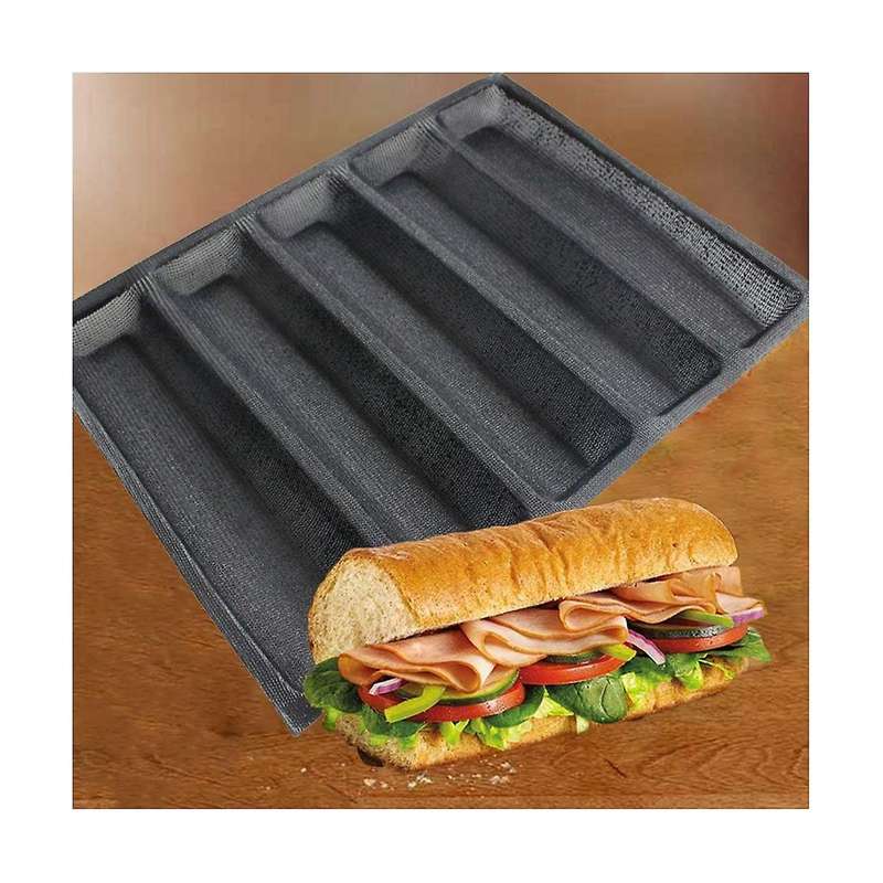 2Pcs Silicone Perforated Baking Forms Sandwich Mold French Bread Pan Food Mat 5 Loaf Non-Stick Bakin