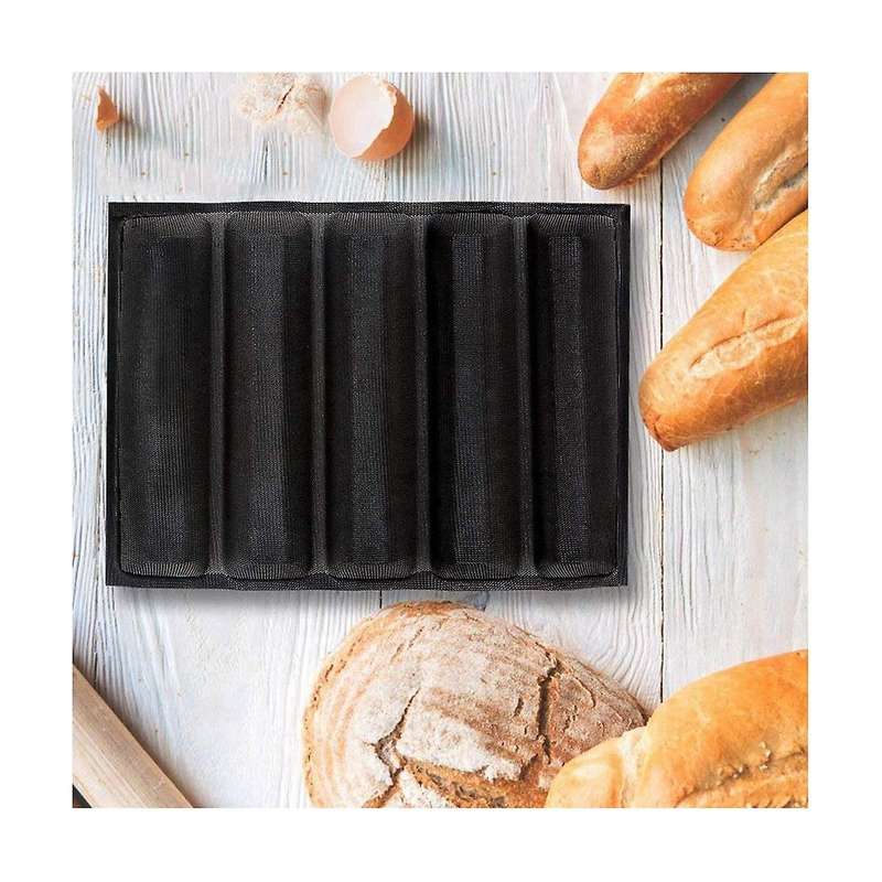 2Pcs Silicone Perforated Baking Forms Sandwich Mold French Bread Pan Food Mat 5 Loaf Non-Stick Bakin