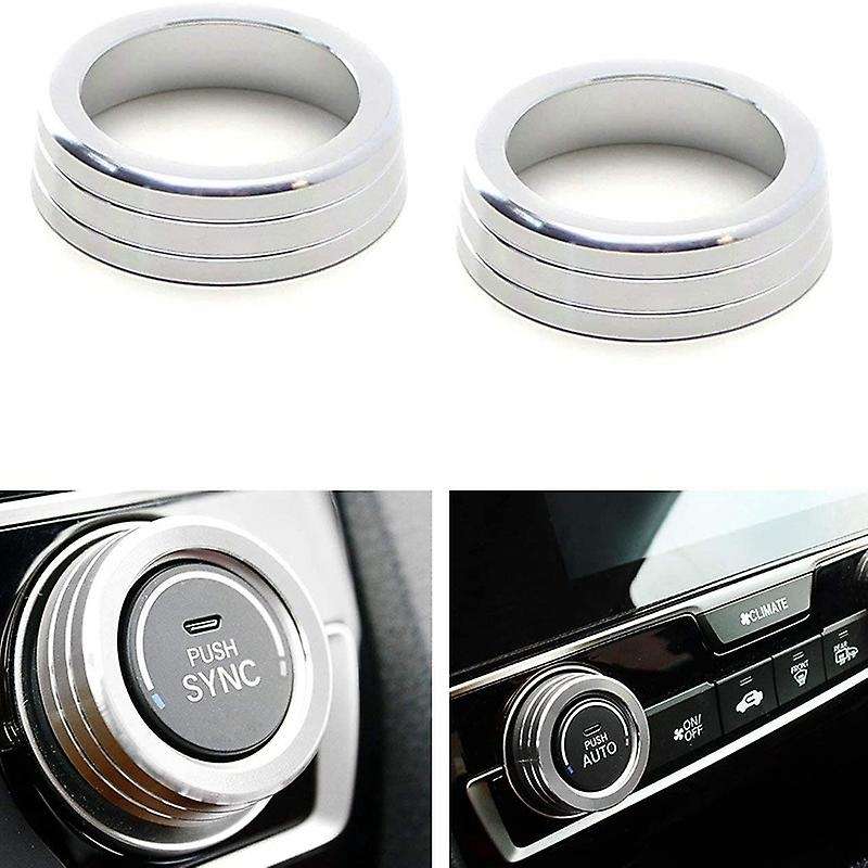 2Pcs Silver AC Climate Control Ring Knob Covers Compatible for 2016-Up 10Th Gen