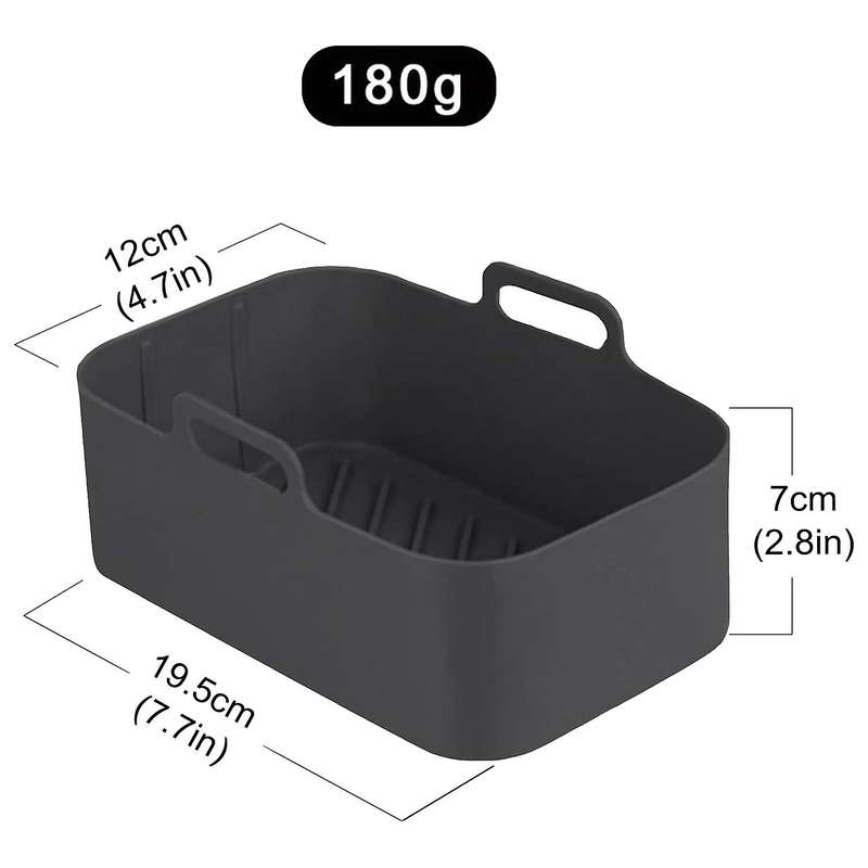 2Pcs Silicone Pot for Fryer Reusable Silicone Fryer Liner Foldable Basket Fryer Rack with Handles Bl