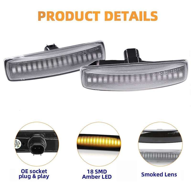 2Pcs Silver Lens Amber LED Turn Signal Dynamic Side Marker Lights for Freeland 2 3 4 Sport