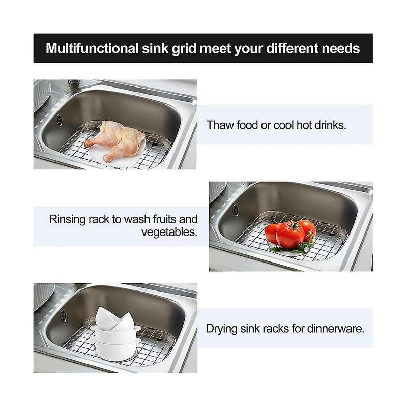 2pcs Sink Protectors for Kitchen Stainless Steel Sink Grid for Bottom Of Sink Bottom Grid Drainage R