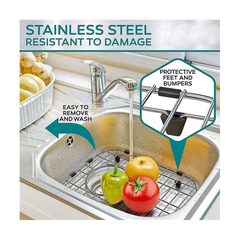 2pcs Sink Protectors for Kitchen Stainless Steel Sink Grid for Bottom Of Sink Bottom Grid Drainage R