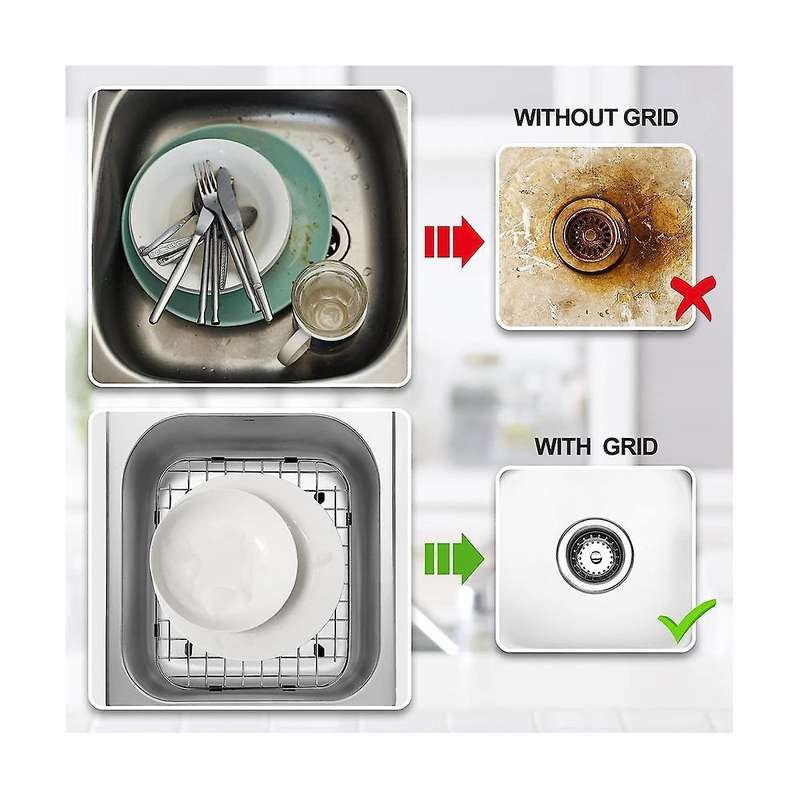 2pcs Sink Protectors for Kitchen Stainless Steel Sink Grid for Bottom Of Sink Bottom Grid Drainage R