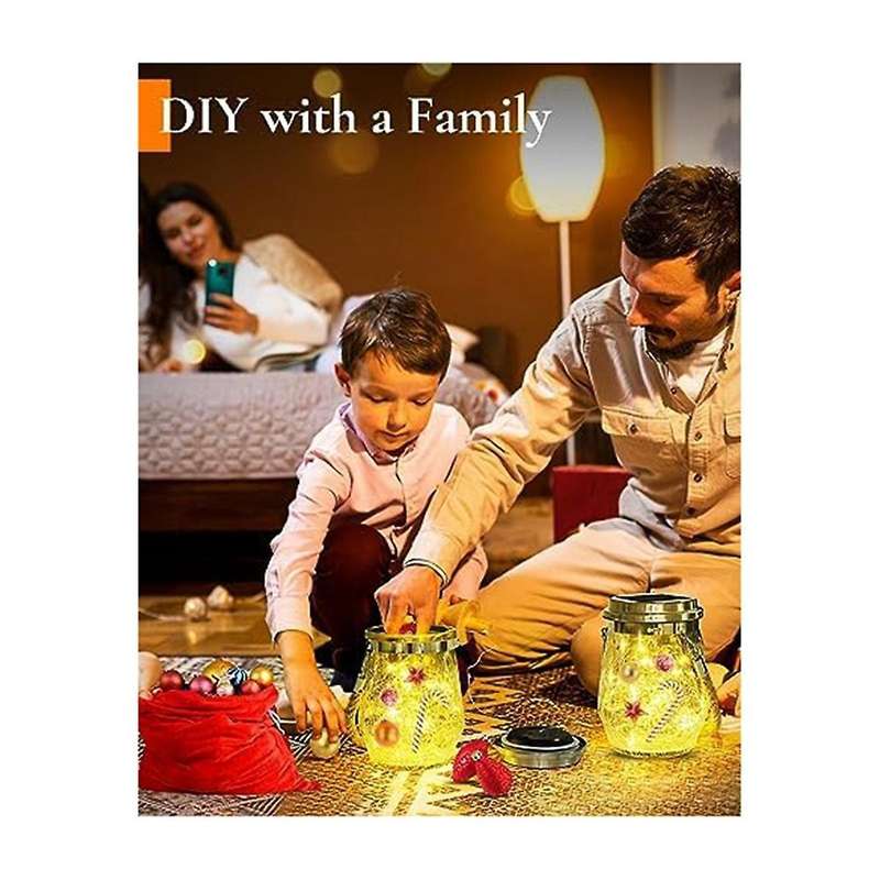 2pcs Solar Lantern Outdoor Waterproof for Christmas Lights Led Hanging Cracked Glass for Outside Gar