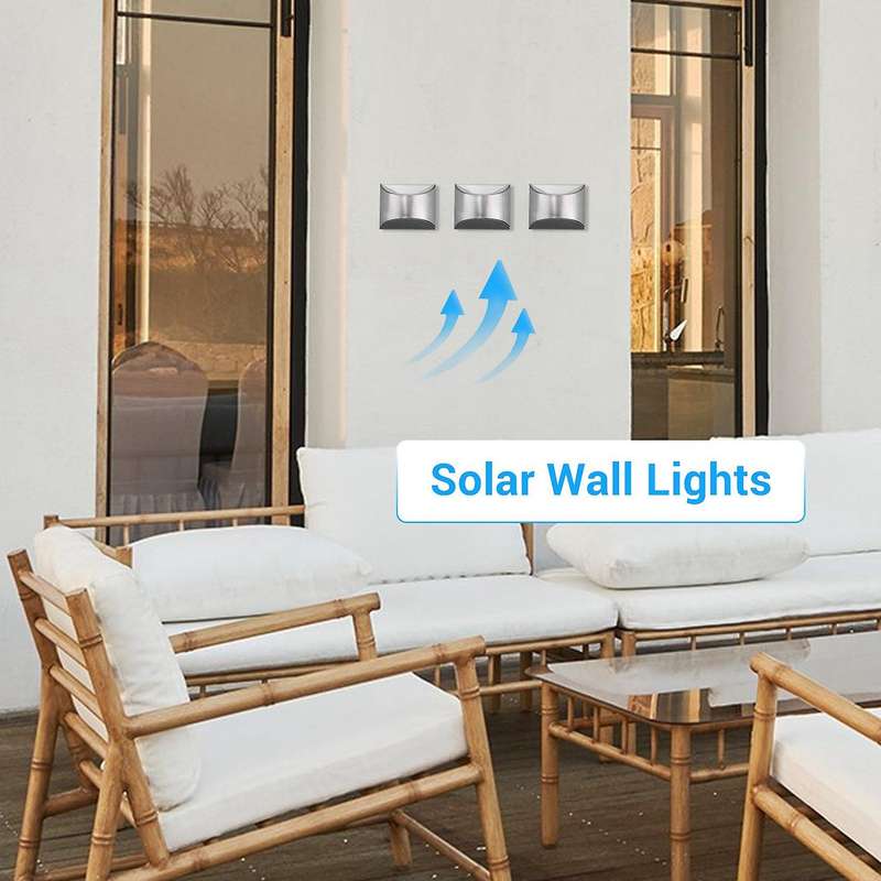 2pcs Solar Light Outdoor Wall Sconce Garden Waterproof Lamp for House Front Door Outside Patio Fenc