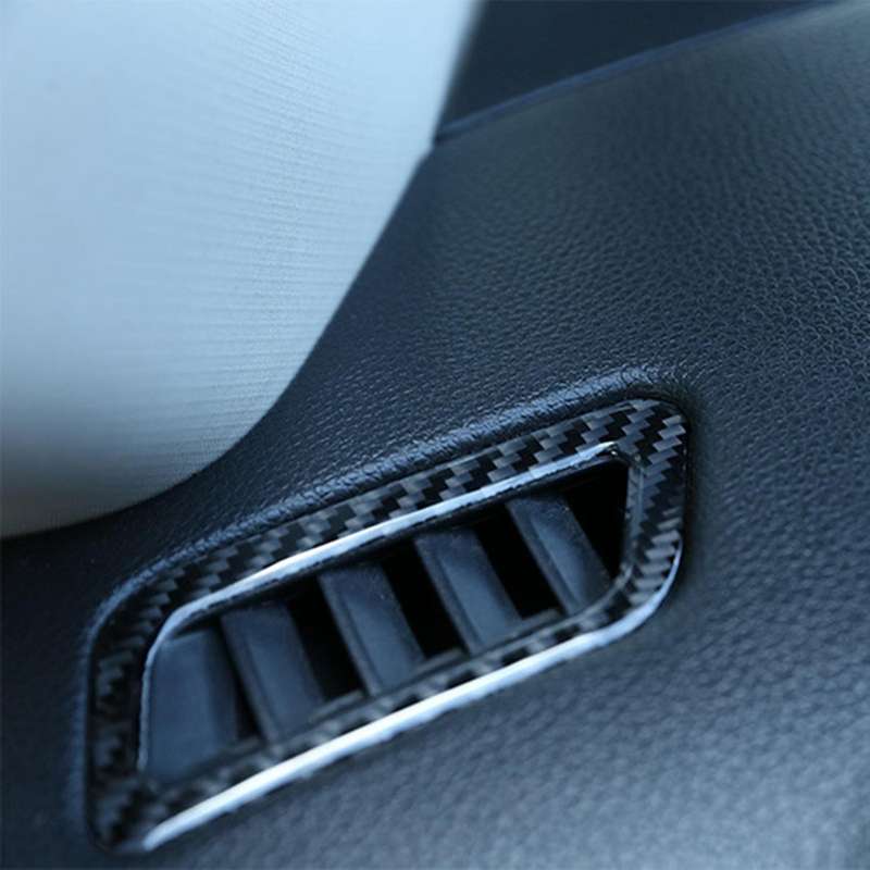 2Pcs Soft Carbon Fiber Front Dashboard Side Air Outlet Trim Conditioning Vent Cover Sticker for 2014