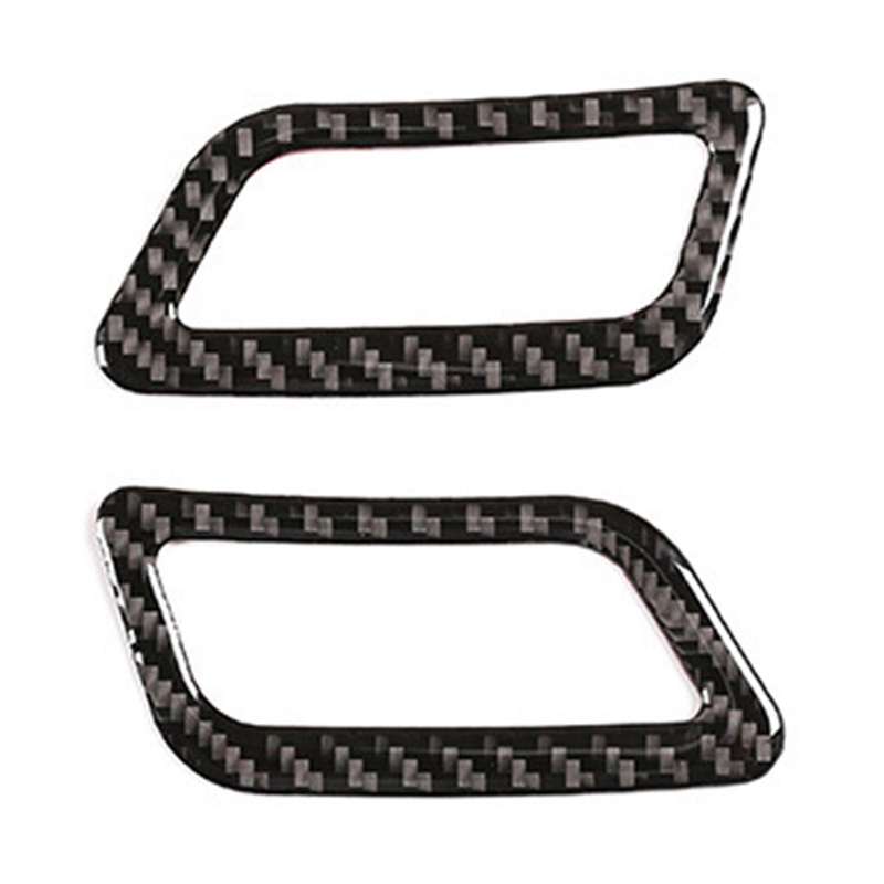 2Pcs Soft Carbon Fiber Front Dashboard Side Air Outlet Trim Conditioning Vent Cover Sticker for 2014
