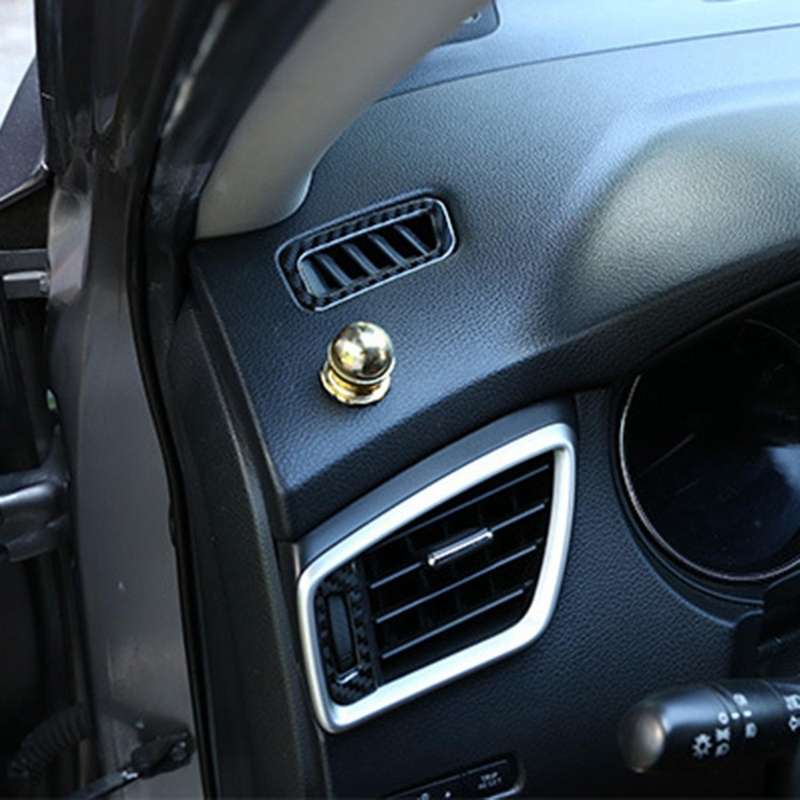 2Pcs Soft Carbon Fiber Front Dashboard Side Air Outlet Trim Conditioning Vent Cover Sticker for 2014