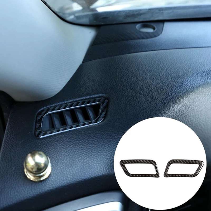 2Pcs Soft Carbon Fiber Front Dashboard Side Air Outlet Trim Conditioning Vent Cover Sticker for 2014