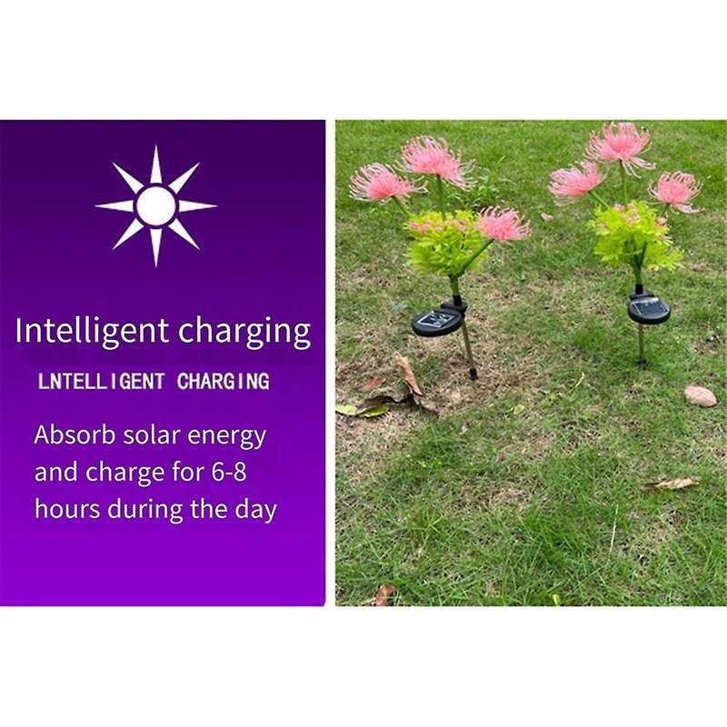 2Pcs Solar Flower Lights Outdoor IP65 Waterproof Outdoor Solar Flower Lights - LED Solar Lights