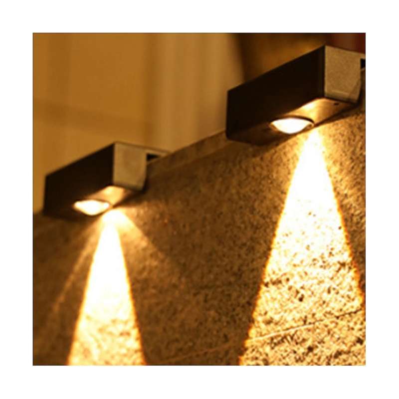 2pcs Solar Wall Light Sunlight Garden Fence Lamp Led Waterproof Solar Stair and Down Courtyard Stre