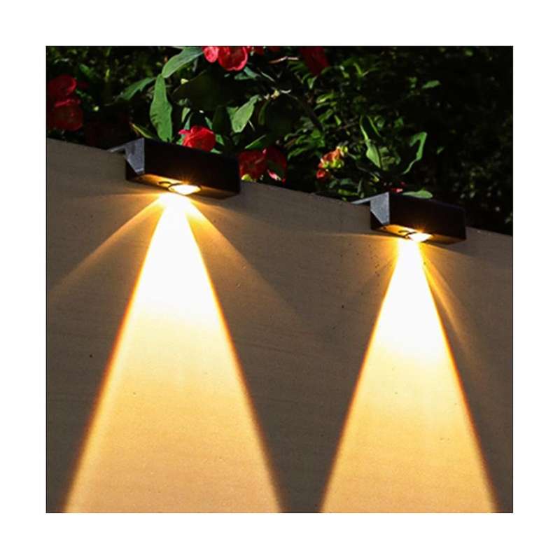 2pcs Solar Wall Light Sunlight Garden Fence Lamp Led Waterproof Solar Stair and Down Courtyard Stre