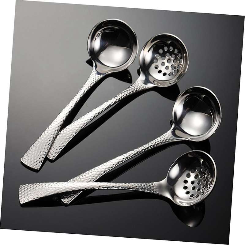 2pcs Soup Ladles Filtering Ladle Soup Colander Strainer Scoop Soup Spoon Serving Spoons Skimmer Cook