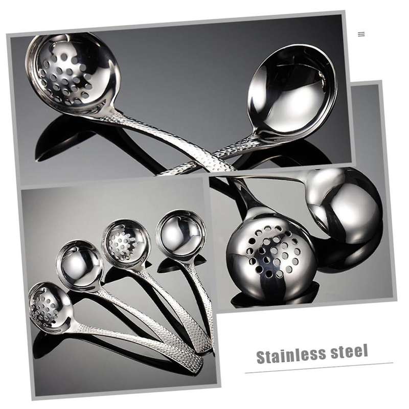 2pcs Soup Ladles Filtering Ladle Soup Colander Strainer Scoop Soup Spoon Serving Spoons Skimmer Cook