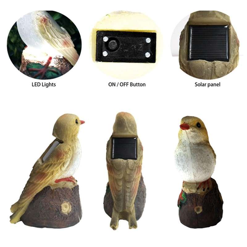 2pcs Solar Lights Outdoor Solar Parrot Light Bird Resin Craft Lawn Balcony Night Light Garden Decor