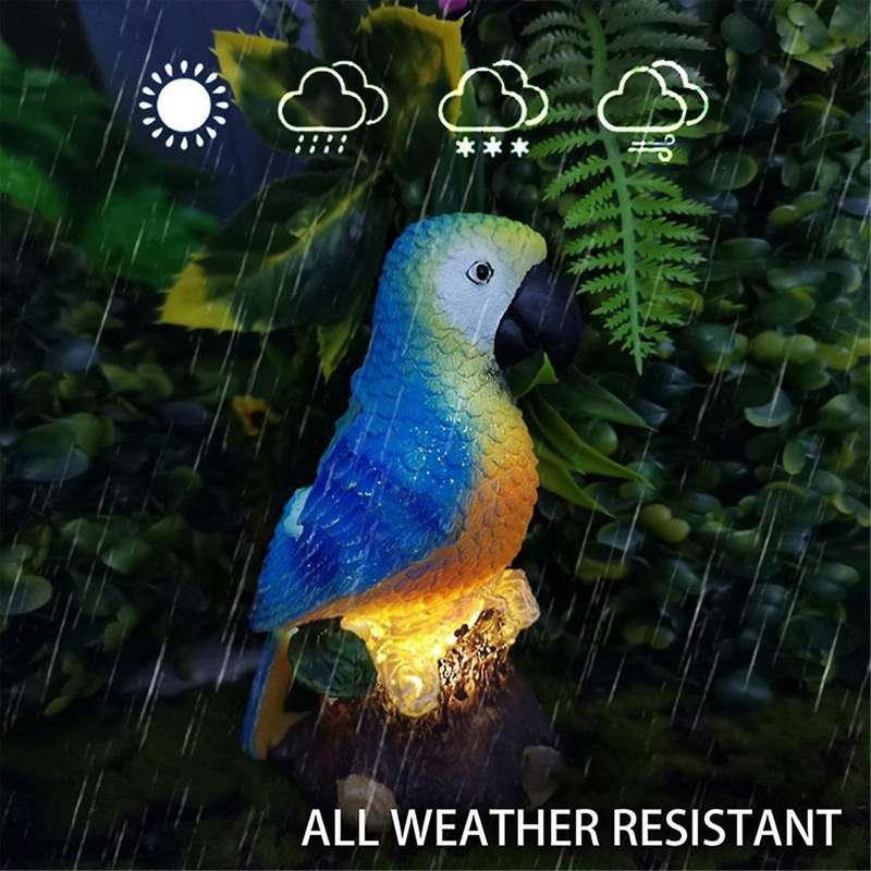 2pcs Solar Lights Outdoor Solar Parrot Light Parrot Resin Craft Lawn Balcony Night Light Garden Deco