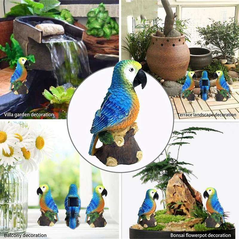 2pcs Solar Lights Outdoor Solar Parrot Light Parrot Resin Craft Lawn Balcony Night Light Garden Deco