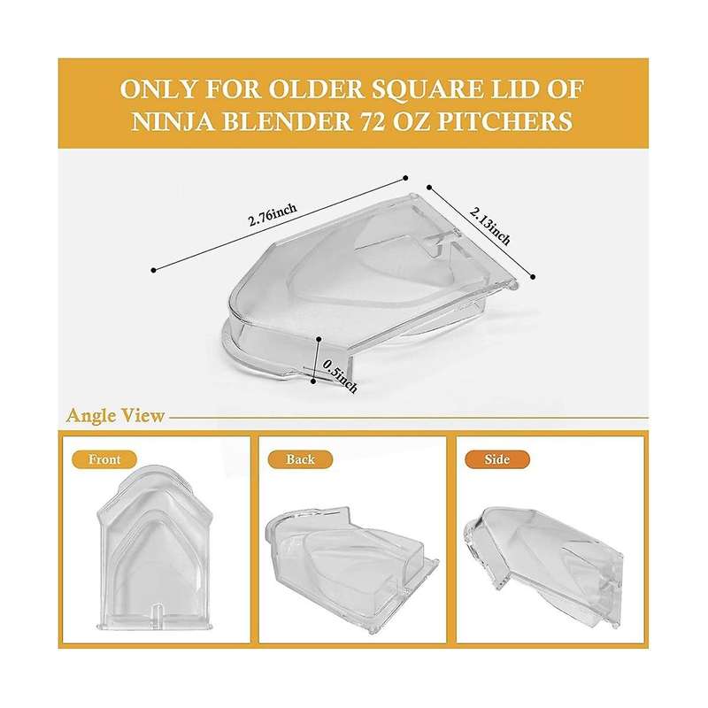 2pcs Spout Cover for Ninja Blender Lid, for Ninja Blender 72oz Pitcher Lid Flap Spout Cover, Clear