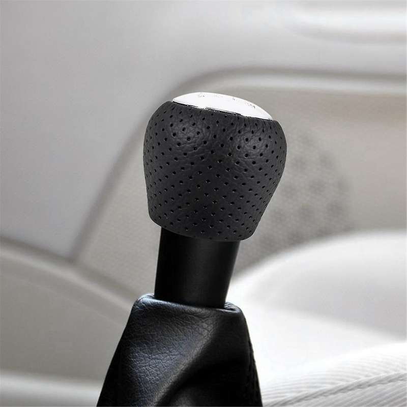 2pcs Sport Perforated Leather Gear Knob Chrome 6-speed for I30 Ix35