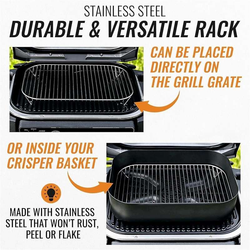 2PCS Stainless Oven Grill Rack Air Fryer Basket for Ninja Woodfire OG701 OG75 7-In-1 Air Fryer Net B