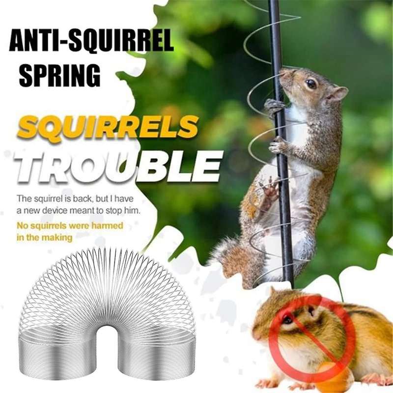 2Pcs Squirrel Proof Spring Device, Metal Squirrel Baffle Barrier Type Coil Anti Squirrel Spring Dev