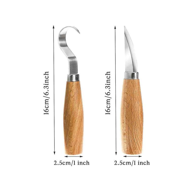 2pcs Stainless Steel Beech Carving Knife Spoon Handle Carving Set Durable Beginner Sculpture Special