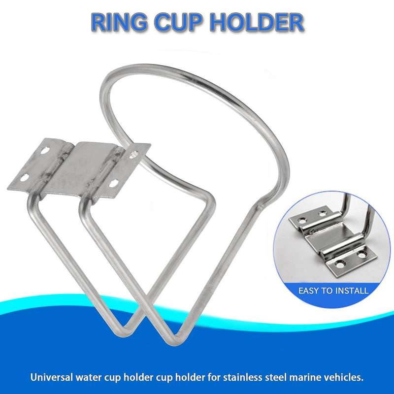 2pcs Stainless Steel Car Boat Ring Cup Drink Holder Bottle Stand for Marine Yacht Truck Rv