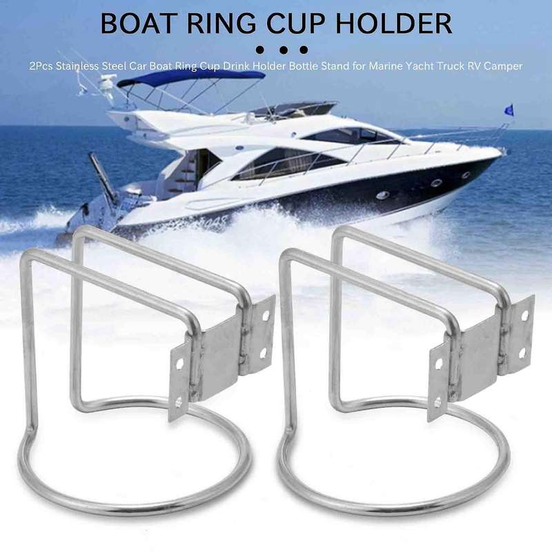 2pcs Stainless Steel Car Boat Ring Cup Drink Holder Bottle Stand for Marine Yacht Truck Rv