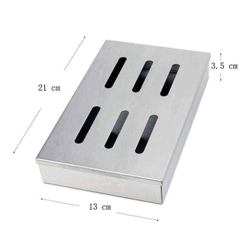 2Pcs Stainless Steel Cold Smoke Box BBQ Grill Accessories Wooden Chips Square Smoker Generator Box