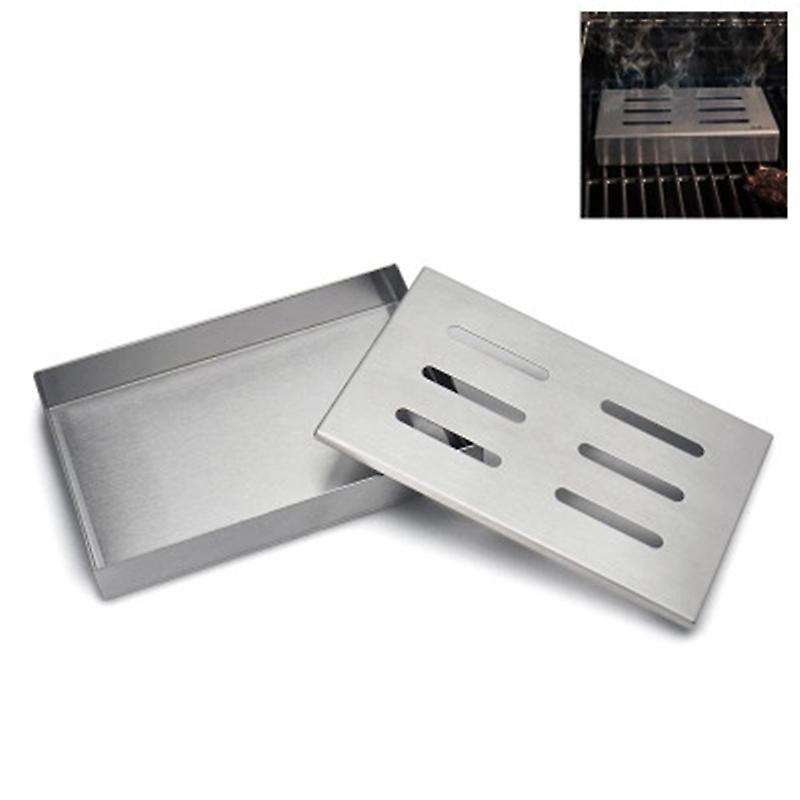 2Pcs Stainless Steel Cold Smoke Box BBQ Grill Accessories Wooden Chips Square Smoker Generator Box