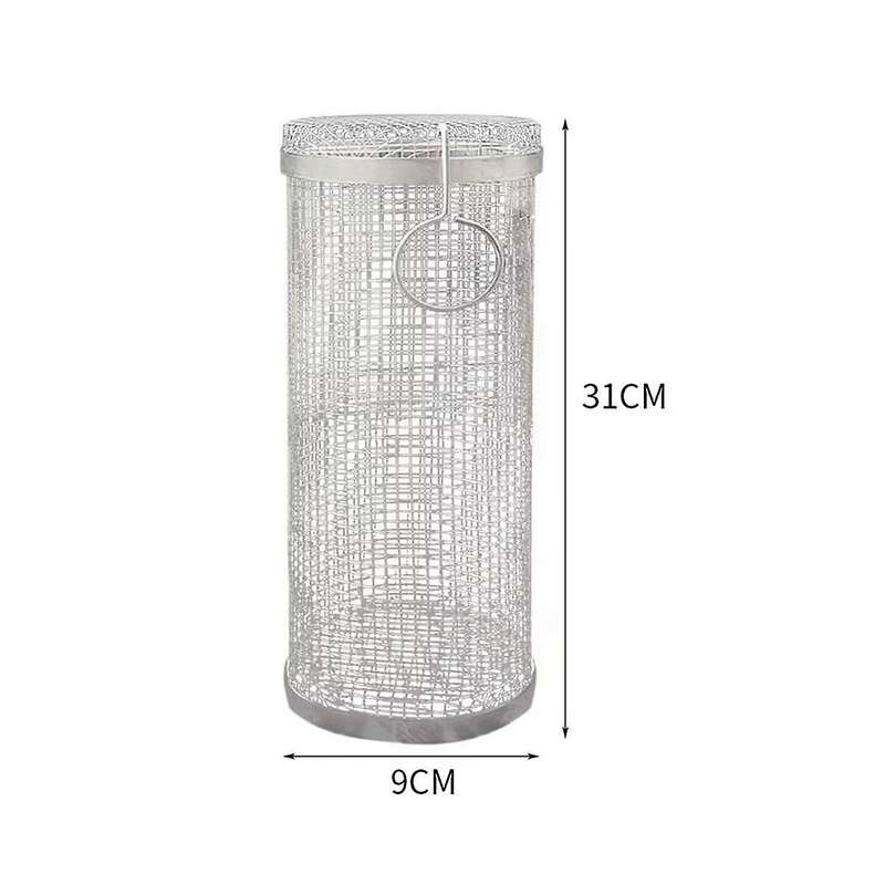 2pcs Stainless Steel Barbecue Cooking Grill Grate Outdoor Camping Bbq Drum Grilling Basket Campfire