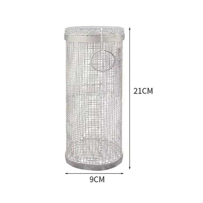 2pcs Stainless Steel Barbecue Cooking Grill Grate Outdoor Camping Bbq Drum Grilling Basket Campfire