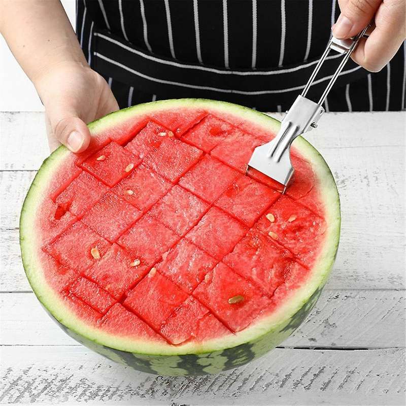 2pcs Stainless Steel Fruit Cutter, Foldable Watermelon Fork Slicer Tool, Dual Head Foldable Fruit Fo