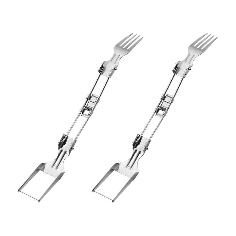 2pcs Stainless Steel Fruit Cutter, Foldable Watermelon Fork Slicer Tool, Dual Head Foldable Fruit Fo
